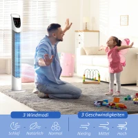 HOMCOM Torenventilator, 3 modi, stille werking, timer, afstandsbediening, 18x78,5cm, Wit(m-4)