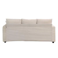 Divano a L con LED, rivestimento in velluto a coste, ottomana, 184x84,5x85,5 cm, Beige(m-8)