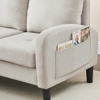 Divano angolare a forma di L con chaise longue, rivestimento in cotone-lino, cuscini inclusi, 166x118x77 cm, Grigio e bianco(m-8)