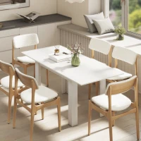 HOMCOM Mesa de comedor extensible, mesa de cocina rectangular, para 6-8 personas, 140-180 x 80 cm, blanco(m-4)