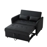 Divano letto estraibile, rivestimento in PU idrorepellente, 122x83x82 cm, Nero anticato(m-2)