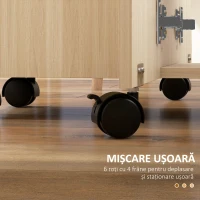 HOMCOM Masă de Bucătărie Pliabilă, Masă Rabatabilă cu Roți și Frâne pentru 6 Persoane, Birou Pliabil cu 2 Sertare și Dulap, pentru Living, 120x60x76.5 cm, Lemn Natural(m-7)