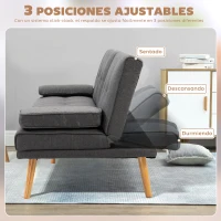 HOMCOM Sofá Cama 3 Plazas Plegable con Respaldo Ajustable de 3 Niveles Reposabrazos Desmontable 181x77x78 cm Gris Oscuro(m-5)