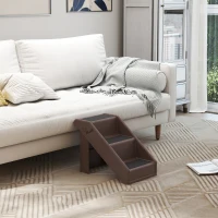 PawHut Hundetreppe 3 Stufen 36,5 cm Hoch Haustiertreppe für Kleine Hunde klappbar für Bett, Sofa, Couch Auto Braun(m-8)