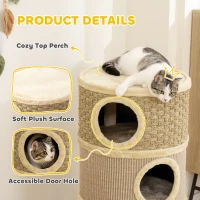 PawHut Kattenkrabpaal Kattenton voor katten 3 niveaus Krabpaal klimboom sisal(m-5)