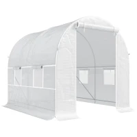 Outsunny 2.5 x 2 x 2 m Large Walk-In Tunnel Greenhouse, Outdoor Polytunnel Plant Shelter, Galvanised Steel Frame, White(m-13)