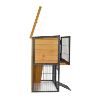 Pawhut Cusca Iepuri Exterior – Lemn & Metal, Cu Rampa & Spatiu Deschis(m-21)