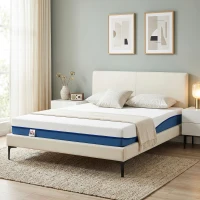 HOMCOM Saltea 160x200 cm, saltea 2 persoane, spumă cu memorie infuzată cu ceai verde, husă detașabilă lavabilă, fermitate medie(m-5)