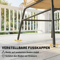 Outsunny Rattan Bistroset 3 teiliges Gartenmöbel-Set mit 2 Gartenstühlen, Glastisch, waschbaren Kissen, Ergonomisch(m-9)