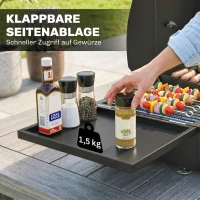 Outsunny Gasgrill 7,5 KW Tragbarer Tischgrill mit 3 Brenner Seitentisch Bratenplatte Emaille-Grillroste Fettauffangschale(m-7)
