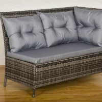 Outsunny 8 Seater Patio wicker Sofa Set ,Outdoor Couch with Table & Cushions, Grey(m-8)