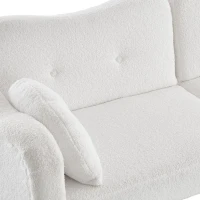 Divano letto 2 posti con superficie effetto lana d'agnello e piedi dorati, 175x79x82 cm, Bianco(m-11)