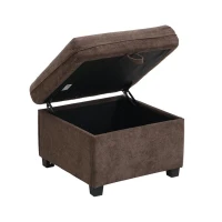 Divano angolare a U, con vano contenitore, pouf incluso, rivestimento in chenille, 188x186x86 cm, Marrone(m-12)