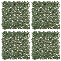 Outsunny Set de 4 garduri vii artificiale din iederă extensibile, panou paravan cu frunze din poliester şi ratan, 200 x 100 cm, Verde(m-7)