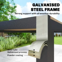Outsunny 7-częściowy zestaw mebli ogrodowych, zestaw jadalniany z 1 stołem, 6 krzesłami, poduszkami, na taras, imitacja drewna(m-6)