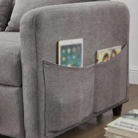 Divano pieghevole a due posti, rivestimento in cotone e lino, 114x77x82,5 cm, Grigio(m-10)