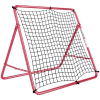 SPORTNOW Rede de Rebate Portátil para Futebol, 5 Ângulos Ajustáveis em Aço e Nylon de Dupla Camada, 103x72x89cm, Vermelho
