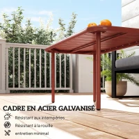 Outsunny Table Basse de Jardin en Acier Galvanisé, Plateau à Lattes, Table Rectangulaire aux Angles Arrondis, 90x50x43cm, Rouge(m-4)