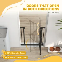 PawHut Metal 74-80cm Adjustable Pet Gate Safety Barrier w/ Auto-Close Door Black(m-5)