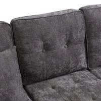 Divano angolare a L in chenille, pouf mobile, cuscini inclusi, 195x149x86 cm, Grigio(m-11)