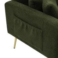Divano letto con funzione letto, schienale regolabile, gambe dorate, rivestimento in sherpa, 175x64x72 cm, Verde(m-11)