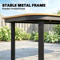 Outsunny Stół ogrodowy, stół jadalniany dla 6 osób, stół na balkon z metalową ramą, blat z listew WPC, 155 x 88 x 72 cm, brązowy(m-6)