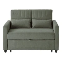 Divano pieghevole a due posti, rivestimento in cotone-lino, 114x77x82,5 cm, Verde militare(m-7)