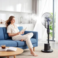 HOMCOM Stojący wentylator z mgiełką, oscylacja 70°, 3 prędkości, 3 tryby, zbiornik 3,5 l, czarny(m-2)