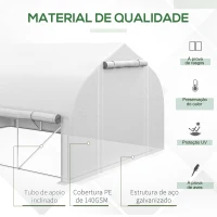 Outsunny Estufa Tipo Túnel 395x300x200 cm com Porta de Malha e 8 Janelas Estufa de Jardim com Cobertura de PE Branco(m-5)