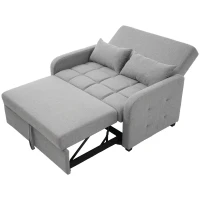 Divano-letto pieghevole multifunzionale, 2-in-1, schienale regolabile, rivestimento in cotone e lino, 127x75x94 cm, Grigio(m-11)
