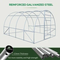 Outsunny Reinforced Walk in Polytunnel Greenhouse, 4x3x2 m(m-18)