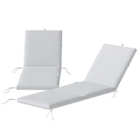 Outsunny Lot de 2 Coussins de Chaise Longue avec 5 Sangles et Poignée Intégrée, pour Plage Balcon Jardin, 182x53x6cm, Gris Clair(m-1)