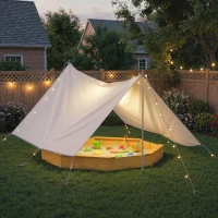 AIYAPLAY Sandkasten mit Dach 4 Sitzbänken Bodenplane für 8 Kinder von 3-8 Jahren für Outdoor Garten Holz 214,5 x 214,5 cm Gelb(m-9)