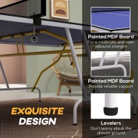 SPORTNOW Stół do tenisa stołowego, składany, w zestawie 2 rakietki, 3 piłeczki, siatka, do wnętrz, metalowa konstrukcja, 274x152x76 cm, niebieski(m-6)