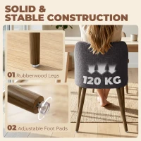 HOMCOM Dining Chairs Set of 2, Linen Upholstered Kitchen Chairs with Padded Seat, Curved Backrest, Rubberwood Legs, Dark Grey(m-7)