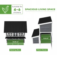 PawHut Wooden Chicken Coop with Nesting Box, Slide-Out Tray, Perches, for 4-6 Chickens, 100 x 86 x 100cm(m-4)
