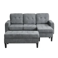 Divano a forma di L, rivestimento in chenille, LED & USB, 185x135x85 cm, Grigio(m-2)