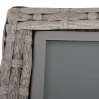 Outsunny 4 Pieces Rattan Garden Furniture Set, 4 Seater Garden Sofa Set with Storage Box, Loveseats and Glass Top Table, Wicker Outdoor Conservatory Furniture with Cushions for Outdoor, Patio, Grey(m-23)