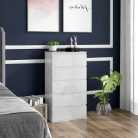 HOMCOM 5-Drawer Modern Dresser, High Gloss Storage Drawer Unit for Bedroom, White(m-2)