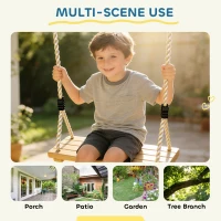 AIYAPLAY Wooden Swing Seat, Kids Swing Set with Adjustable Rope and Tree Straps, Outdoor Playground Playset for Kids(m-6)