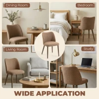 HOMCOM Dining Chairs Set of 2, Linen Upholstered Kitchen Chairs with Padded Seat, Curved Backrest, Rubberwood Legs, Brown(m-8)