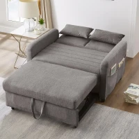 Divano pieghevole a due posti, rivestimento in cotone e lino, 114x77x82,5 cm, Grigio(m-6)