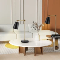 HOMCOM Lot de 2 lampes de table lampe de chevet style industriel angle réglable à 180° en métal pour salon chambre bureau(m-10)