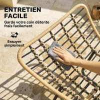 Outsunny Fauteuil à bascule de jardin pour intérieur et extérieur, rocking chair en résine tressée avec coussin moelleux, gris(m-9)