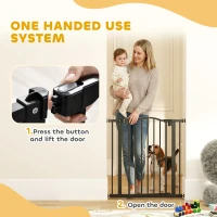 PawHut Metal 74-80cm Adjustable Pet Gate Safety Barrier w/ Auto-Close Door Black(m-6)