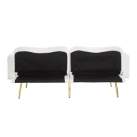 Divano letto 2 posti con superficie effetto lana d'agnello e piedi dorati, 175x79x82 cm, Bianco(m-8)