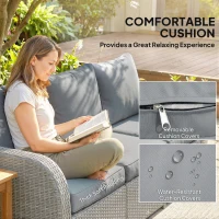 Outsunny Six-piece Rattan Garden Furniture Set with Reclining Armchairs - Dark Grey(m-7)