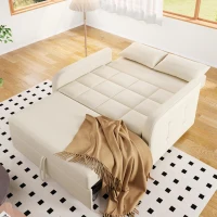 Divano-letto pieghevole multifunzionale, 2-in-1, schienale regolabile, rivestimento in cotone e lino, 127x75x94 cm, Beige(m-5)
