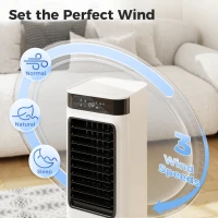 HOMCOM Portable Air Cooler, 3-In-1 Evaporative Air Cooler with 7 Litre Water Tank, 48° Oscillation, White(m-6)