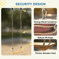 AIYAPLAY Wooden Swing Seat, Kids Swing Set with Adjustable Rope and Tree Straps, Outdoor Playground Playset for Kids(m-5)